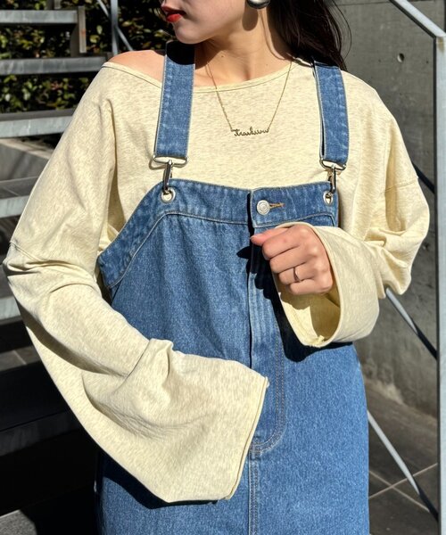 CIAOPANIC TYPY（チャオパニックティピー）の「シアースラブワンポイント刺繍オーバーTee（Tシャツ/カットソー・レディース・ホワイト/ブラック/サックスブルー/イエロー/チャコールグレー/ライトグレー/ピンク・ONE SIZE）」の7枚目の写真