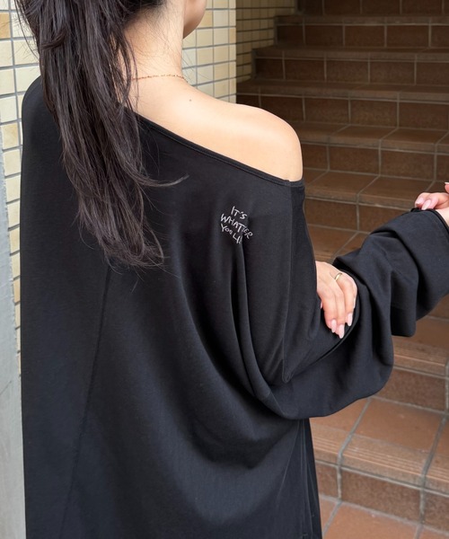 CIAOPANIC TYPY（チャオパニックティピー）の「シアースラブワンポイント刺繍オーバーTee（Tシャツ/カットソー・レディース・ホワイト/ブラック/サックスブルー/イエロー/チャコールグレー/ライトグレー/ピンク・ONE SIZE）」の11枚目の写真