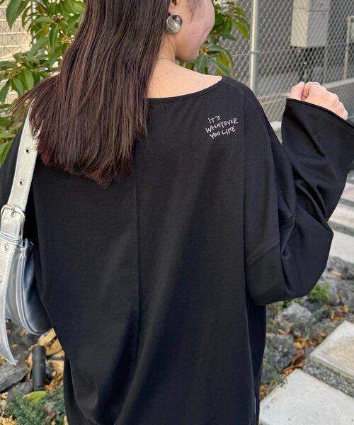 CIAOPANIC TYPY（チャオパニックティピー）の「シアースラブワンポイント刺繍オーバーTee（Tシャツ/カットソー・レディース・ホワイト/ブラック/サックスブルー/イエロー/チャコールグレー/ライトグレー/ピンク・ONE SIZE）」の12枚目の写真