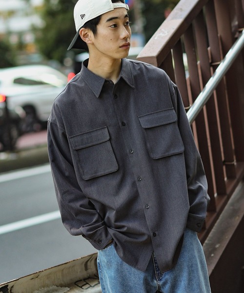 niko and...(ニコアンド)の「TRダブルポケットシャツ(シャツ/ブラウス・メンズ・ブラック/チャコール・MEDIUM/LARGE)」の2枚目の写真