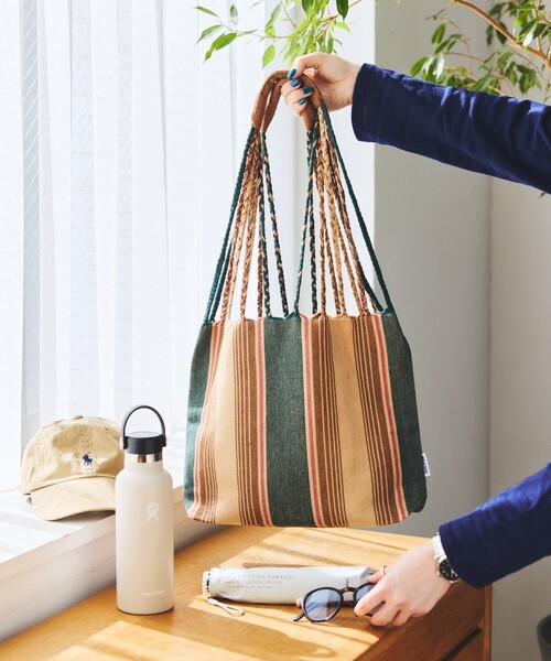 DULTON(ダルトン)の「DULTON/ダルトン Hanmmock tote S ハンモック ストライプトート S(トートバッグ・メンズ・グリーン/ブラウン・ONE SIZE)」の2枚目の写真