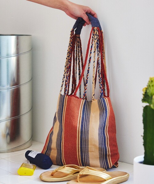 DULTON(ダルトン)の「DULTON/ダルトン Hanmmock tote S ハンモック ストライプトート S(トートバッグ・メンズ・グリーン/ブラウン・ONE SIZE)」の16枚目の写真