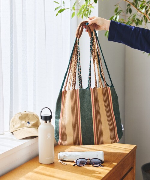 DULTON(ダルトン)の「DULTON/ダルトン Hanmmock tote S ハンモック ストライプトート S(トートバッグ・メンズ・グリーン/ブラウン・ONE SIZE)」の20枚目の写真