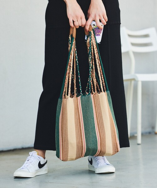 DULTON(ダルトン)の「DULTON/ダルトン Hanmmock tote S ハンモック ストライプトート S(トートバッグ・メンズ・グリーン/ブラウン・ONE SIZE)」の22枚目の写真