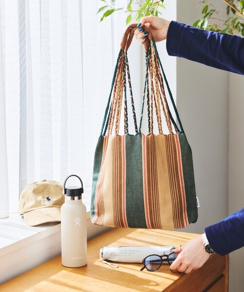 DULTON(ダルトン)の「DULTON/ダルトン Hanmmock tote S ハンモック ストライプトート S(トートバッグ・メンズ・グリーン/ブラウン・ONE SIZE)」の4枚目の写真