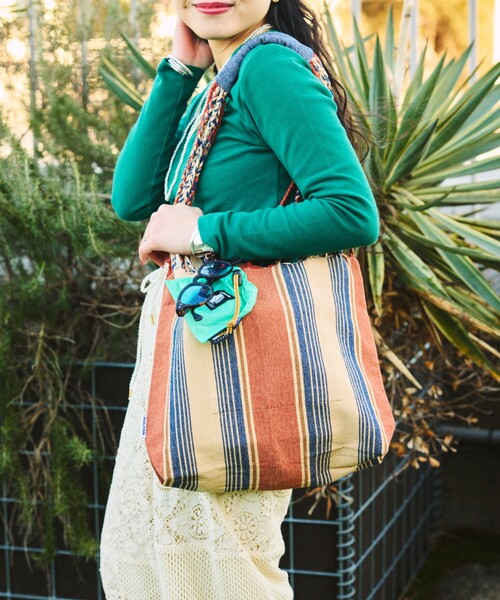 DULTON(ダルトン)の「DULTON/ダルトン Hanmmock tote S ハンモック ストライプトート S(トートバッグ・メンズ・グリーン/ブラウン・ONE SIZE)」の9枚目の写真