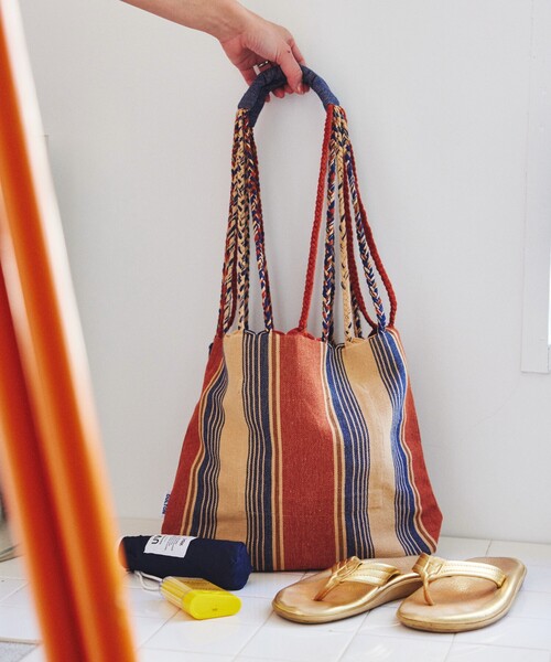 DULTON(ダルトン)の「DULTON/ダルトン Hanmmock tote S ハンモック ストライプトート S(トートバッグ・メンズ・グリーン/ブラウン・ONE SIZE)」の15枚目の写真