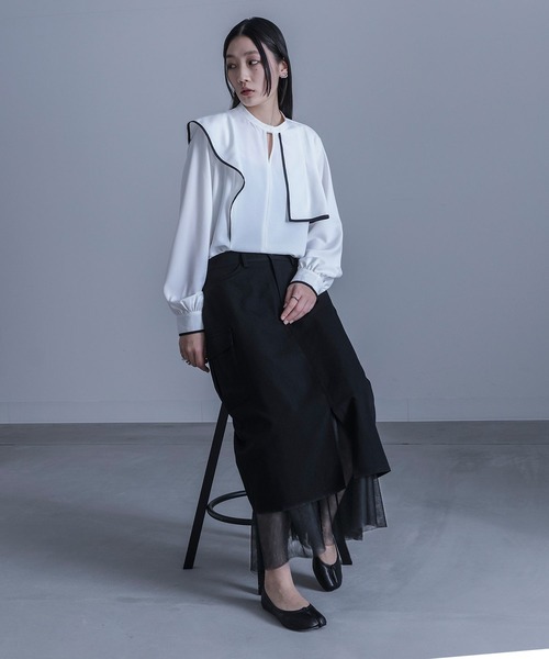 kOhAKU（コハク）の「『チュール切替ナロースカート』（スカート・レディース・ブラック/グレー・1/2）」の20枚目の写真