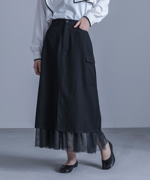 kOhAKU（コハク）の「『チュール切替ナロースカート』（スカート・レディース・ブラック/グレー・1/2）」の22枚目の写真