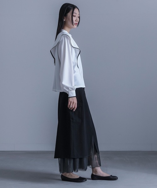 kOhAKU（コハク）の「『チュール切替ナロースカート』（スカート・レディース・ブラック/グレー・1/2）」の21枚目の写真