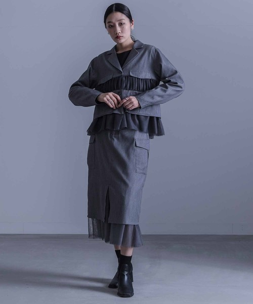 kOhAKU（コハク）の「『チュール切替ナロースカート』（スカート・レディース・ブラック/グレー・1/2）」の6枚目の写真