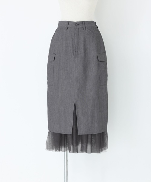 kOhAKU（コハク）の「『チュール切替ナロースカート』（スカート・レディース・ブラック/グレー・1/2）」の9枚目の写真