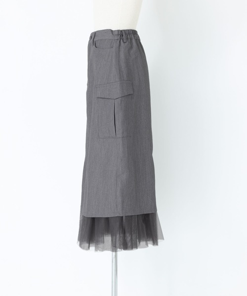 kOhAKU（コハク）の「『チュール切替ナロースカート』（スカート・レディース・ブラック/グレー・1/2）」の10枚目の写真