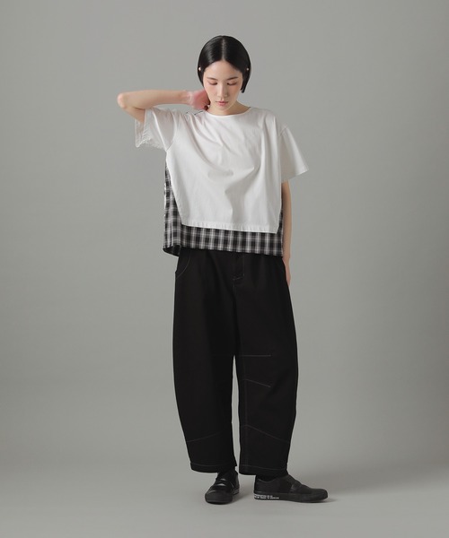 ZUCCa(ズッカ)の「チェックドッキングジャージィー / Tシャツ / (O)(Tシャツ/カットソー・レディース・ホワイト/ネイビー/ブラック・M size)」の5枚目の写真