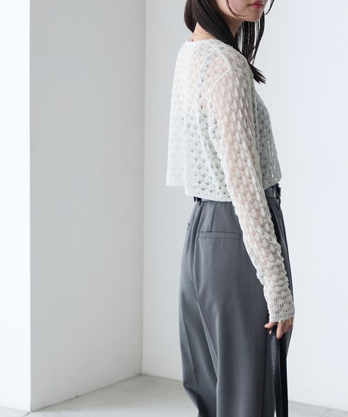forksy.(フォルクシー)の「【forksy.】ぽこぽこ透かし編み シアーカーディガン(カーディガン/ボレロ・レディース・ブラック/オフホワイト/ミント・FREE)」の9枚目の写真