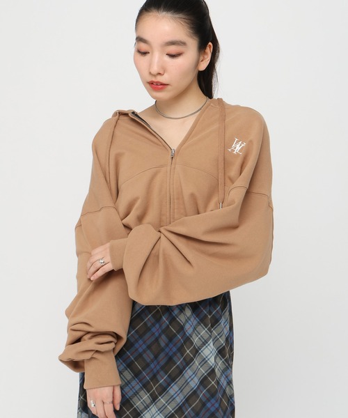 WOOALONG(ウアロン)の「【UNISEX】WOOALONG/シグネチャーフードジップ(ウラケ)(パーカー・レディース・ライトグレー/ブラウン系その他/ネイビー/チャコール・SMALL)」の2枚目の写真