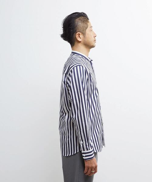 MEN'S MELROSE（メンズメルローズ）の「HITOYOSHIダブルネーム ｜ クラシカルパターンバンドカラーシャツ（シャツ/ブラウス・メンズ・ストライプ/チェック・2/3/4/5）」の21枚目の写真