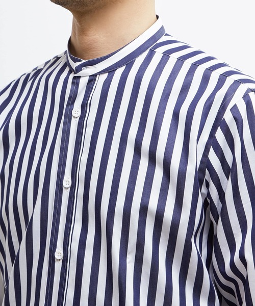 MEN'S MELROSE（メンズメルローズ）の「HITOYOSHIダブルネーム ｜ クラシカルパターンバンドカラーシャツ（シャツ/ブラウス・メンズ・ストライプ/チェック・2/3/4/5）」の22枚目の写真