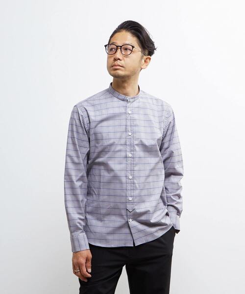 MEN'S MELROSE（メンズメルローズ）の「HITOYOSHIダブルネーム ｜ クラシカルパターンバンドカラーシャツ（シャツ/ブラウス・メンズ・ストライプ/チェック・2/3/4/5）」の8枚目の写真