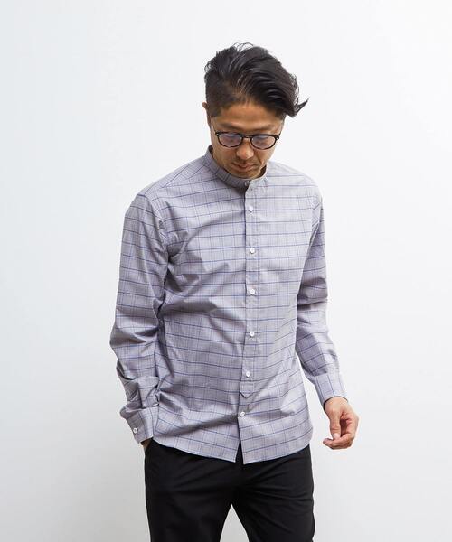 MEN'S MELROSE（メンズメルローズ）の「HITOYOSHIダブルネーム ｜ クラシカルパターンバンドカラーシャツ（シャツ/ブラウス・メンズ・ストライプ/チェック・2/3/4/5）」の9枚目の写真