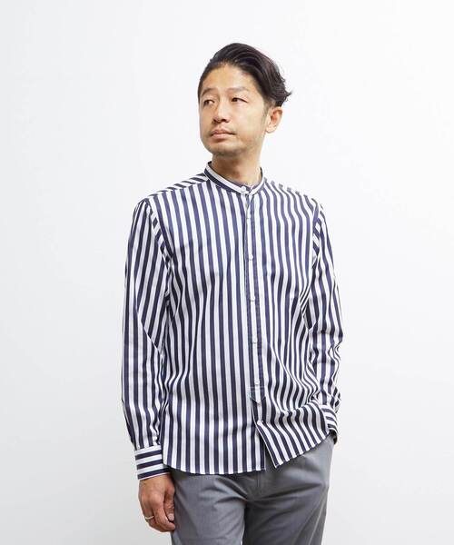 MEN'S MELROSE（メンズメルローズ）の「HITOYOSHIダブルネーム ｜ クラシカルパターンバンドカラーシャツ（シャツ/ブラウス・メンズ・ストライプ/チェック・2/3/4/5）」の13枚目の写真