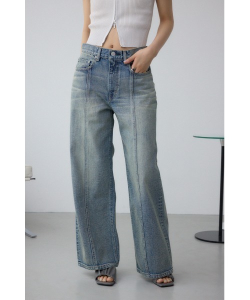 AZUL by moussy(アズールバイマウジー)の「AZUL DENIM ヴィンテージワイドデニム(デニムパンツ・レディース・ライトブルー/ブラック・SMALL/MEDIUM)」の2枚目の写真