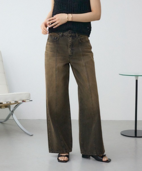 AZUL by moussy(アズールバイマウジー)の「AZUL DENIM ヴィンテージワイドデニム(デニムパンツ・レディース・ライトブルー/ブラック・SMALL/MEDIUM)」の1枚目の写真