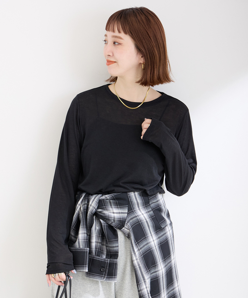 B.C STOCK(ベーセーストック)の「《追加6》シアークルーネックロンTEE(Tシャツ/カットソー・レディース・ブラック系その他/ブラック/ホワイト・FREE)」の16枚目の写真