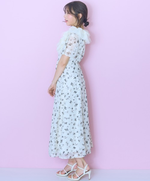 marun(マルン)の「<大きいサイズ>衿元チュールドッキングワンピース marun(ワンピース・レディース・ホワイト系/ブラック系・5L/4L/3L/LL/L)」の10枚目の写真