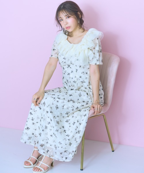 marun(マルン)の「<大きいサイズ>衿元チュールドッキングワンピース marun(ワンピース・レディース・ホワイト系/ブラック系・5L/4L/3L/LL/L)」の22枚目の写真