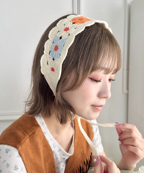 セール】配色フラワー編みヘッドバンド（ヘアバンド）｜SOLLON