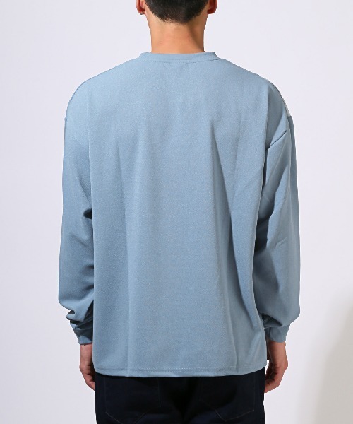 LUXSTYLE(ラグスタイル)の「梨地切り替えロンT(Tシャツ/カットソー・メンズ・ブルー/ブラック/グレー・M/L/XL)」の4枚目の写真