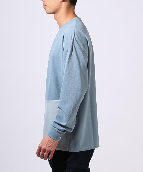 LUXSTYLE(ラグスタイル)の「梨地切り替えロンT(Tシャツ/カットソー・メンズ・ブルー/ブラック/グレー・M/L/XL)」の5枚目の写真