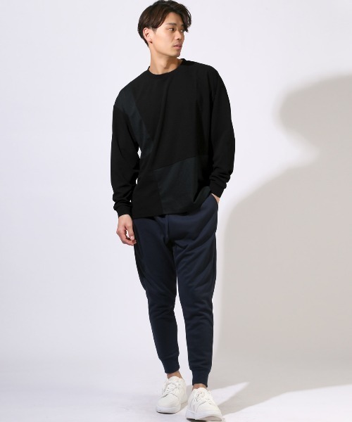 LUXSTYLE(ラグスタイル)の「梨地切り替えロンT(Tシャツ/カットソー・メンズ・ブルー/ブラック/グレー・M/L/XL)」の7枚目の写真
