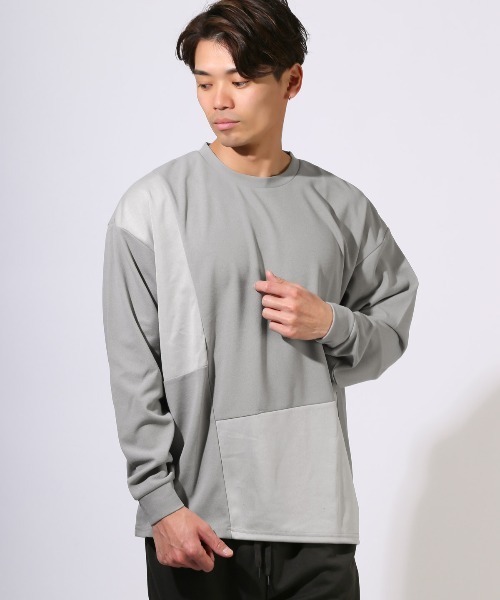 LUXSTYLE(ラグスタイル)の「梨地切り替えロンT(Tシャツ/カットソー・メンズ・ブルー/ブラック/グレー・M/L/XL)」の8枚目の写真