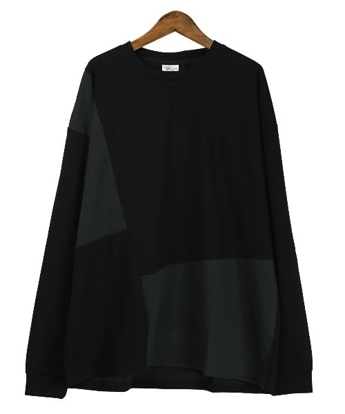LUXSTYLE(ラグスタイル)の「梨地切り替えロンT(Tシャツ/カットソー・メンズ・ブルー/ブラック/グレー・M/L/XL)」の15枚目の写真