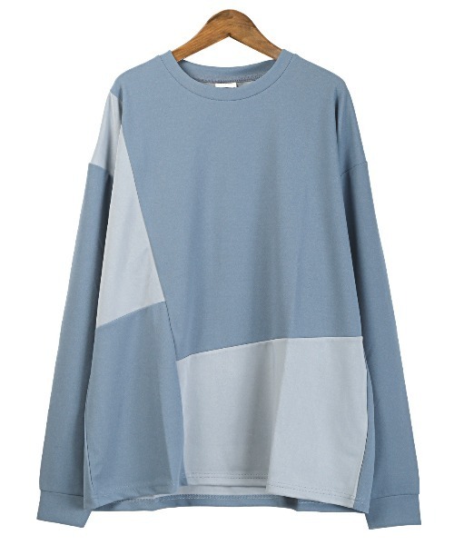 LUXSTYLE(ラグスタイル)の「梨地切り替えロンT(Tシャツ/カットソー・メンズ・ブルー/ブラック/グレー・M/L/XL)」の17枚目の写真