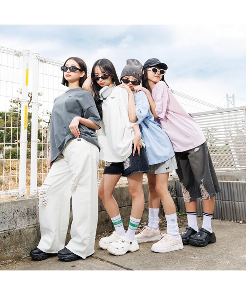 algy（アルジー）の「グランジワイドハーフパンツ（デニムパンツ・キッズ・グレー/サックスブルー・SMALL/MEDIUM/X-SMALL/XX-SMALL）」の6枚目の写真