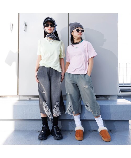 algy（アルジー）の「グランジワイドハーフパンツ（デニムパンツ・キッズ・グレー/サックスブルー・SMALL/MEDIUM/X-SMALL/XX-SMALL）」の8枚目の写真