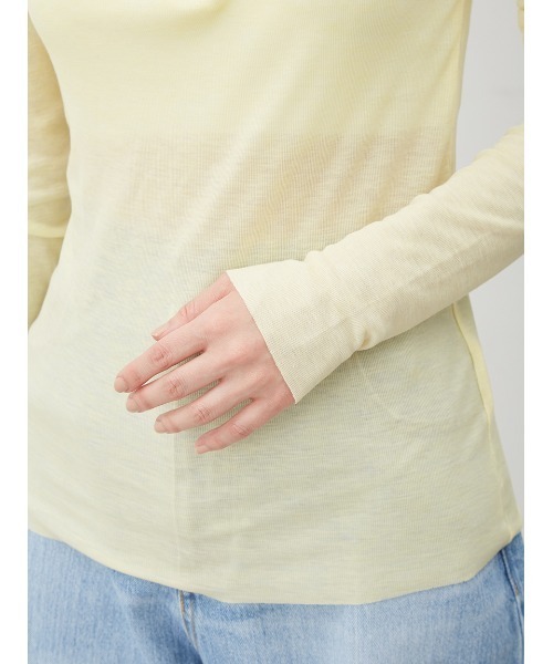 Mila Owen（ミラオーウェン）の「ウール混ヘンリーネックシアーロンT（Tシャツ/カットソー・レディース・ホワイト/イエロー/グレー/ブルー・0/1）」の18枚目の写真