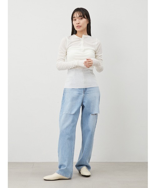 Mila Owen（ミラオーウェン）の「ウール混ヘンリーネックシアーロンT（Tシャツ/カットソー・レディース・ホワイト/イエロー/グレー/ブルー・0/1）」の22枚目の写真