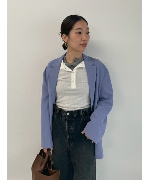 Mila Owen（ミラオーウェン）の「ウール混ヘンリーネックシアーロンT（Tシャツ/カットソー・レディース・ホワイト/イエロー/グレー/ブルー・0/1）」の12枚目の写真