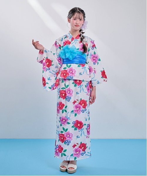 らんらん【タグ付き新品】130 浴衣　メゾピアノ　椿　サンドレス らんらん【タグ付き新品】130 浴衣 メゾピアノ 椿 サンドレス