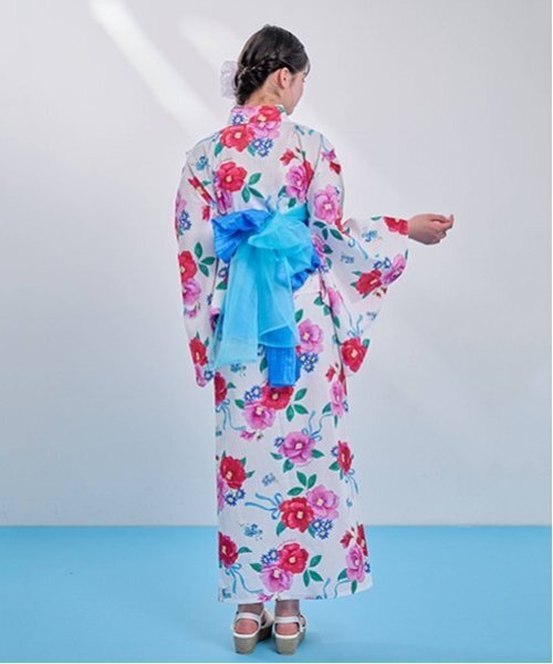 【新品】メゾピアノ  浴衣 130 花柄 2部式 帯 新品】メゾピアノ 浴衣 130 花柄 2部式 帯