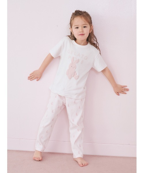 gelato pique（ジェラートピケ）の「【KIDS】ぬいぐるみワンポイントTシャツ（ルームウェア/パジャマ・キッズ・ラベンダー/ベージュ/ミント/ブルー/オフホワイト/ピンク/ライトピンク・100/90/120/110）」の15枚目の写真