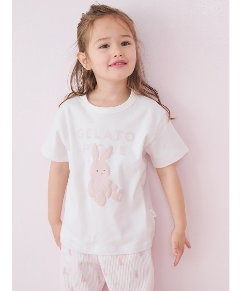 gelato pique（ジェラートピケ）の「【KIDS】ぬいぐるみワンポイントTシャツ（ルームウェア/パジャマ・キッズ・ラベンダー/ベージュ/ミント/ブルー/オフホワイト/ピンク/ライトピンク・100/90/120/110）」の14枚目の写真