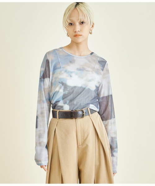 Settimissimo(セッティミッシモ)の「ニュアンスプリント シアー クルーネック プルオーバー(Tシャツ/カットソー・レディース・オレンジ/ブルー・FREE)」の12枚目の写真