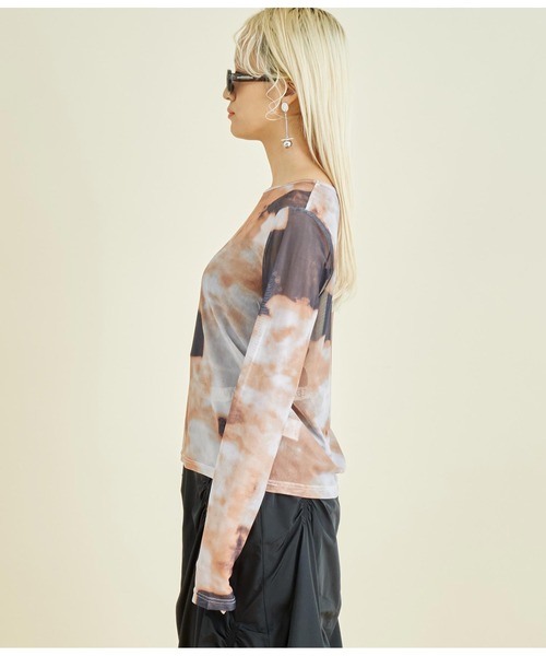 Settimissimo(セッティミッシモ)の「ニュアンスプリント シアー クルーネック プルオーバー(Tシャツ/カットソー・レディース・オレンジ/ブルー・FREE)」の20枚目の写真