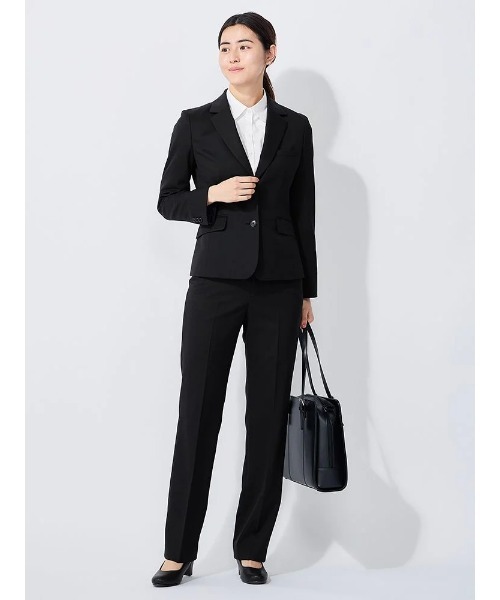 Perfect Suit FActory（パーフェクトスーツファクトリー）の「シルク混リクルートスーツ＜撥水・撥油＞ストレートパンツ　無地　ブラック（スーツパンツ・レディース・ブラック・11号/9号/7号/13号）」の10枚目の写真