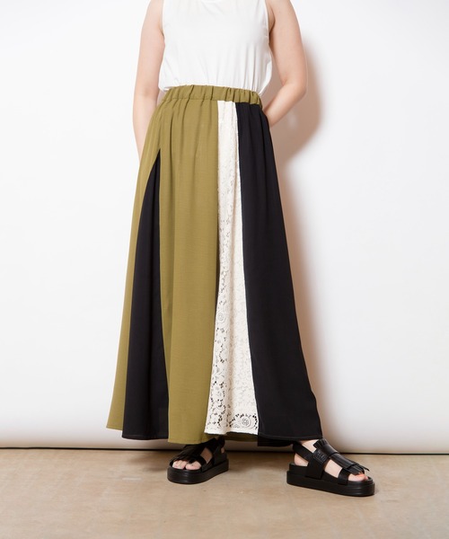 オズモーシス（OSMOSIS）/カラーブロックフレアースカート OSMOSIS（オズモーシス）の「カラーブロックフレアースカート